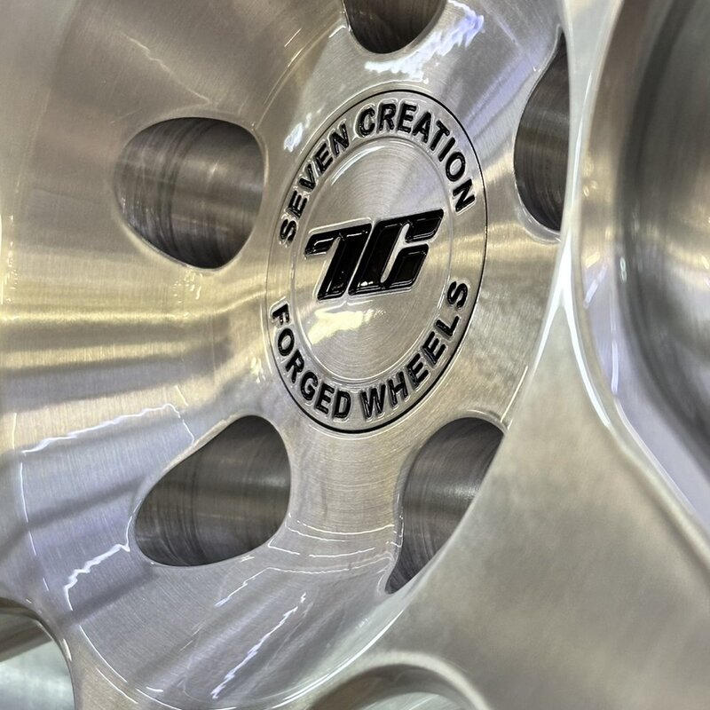 7C Wheels closeup, raw finish detail