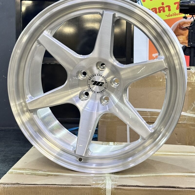7C Wheels forged wheel on display stand