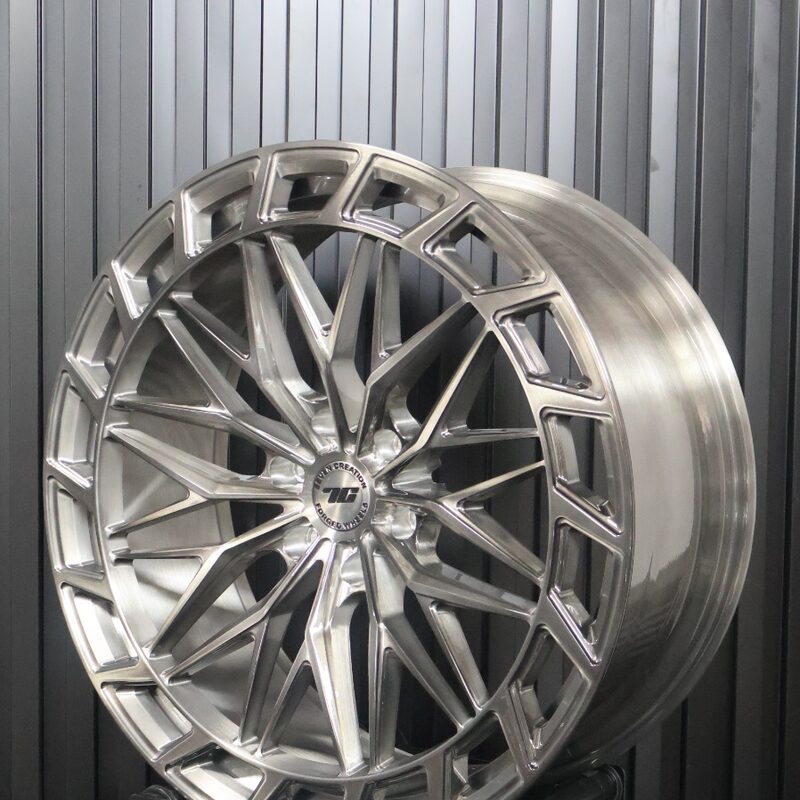 7C Wheels angled profile shot on branded stand
